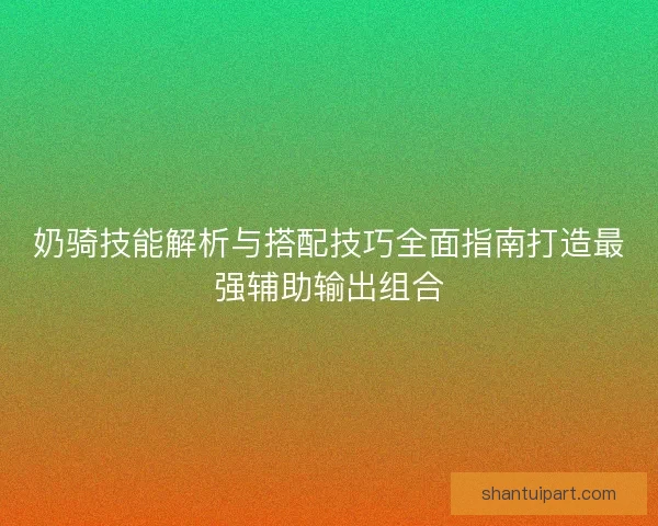 奶骑技能解析与搭配技巧全面指南打造最强辅助输出组合