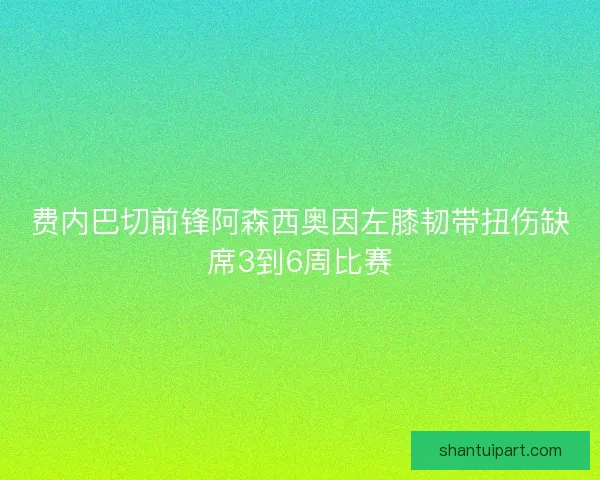 费内巴切前锋阿森西奥因左膝韧带扭伤缺席3到6周比赛